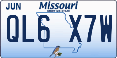 MO license plate QL6X7W