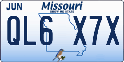 MO license plate QL6X7X