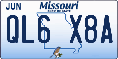 MO license plate QL6X8A