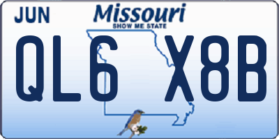 MO license plate QL6X8B