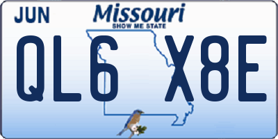 MO license plate QL6X8E