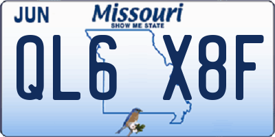MO license plate QL6X8F