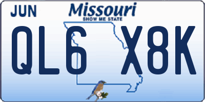 MO license plate QL6X8K