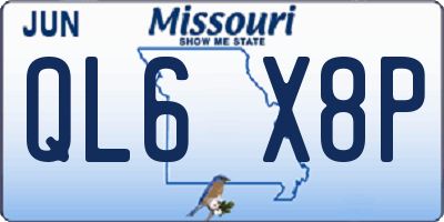 MO license plate QL6X8P