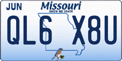MO license plate QL6X8U