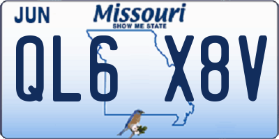 MO license plate QL6X8V