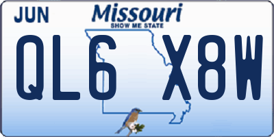 MO license plate QL6X8W