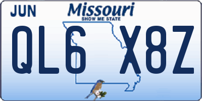 MO license plate QL6X8Z