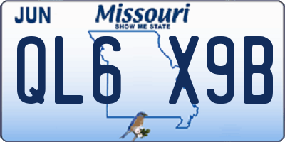 MO license plate QL6X9B