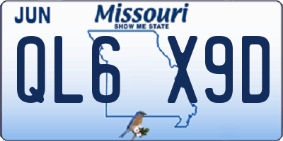 MO license plate QL6X9D