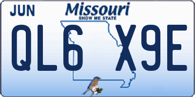 MO license plate QL6X9E
