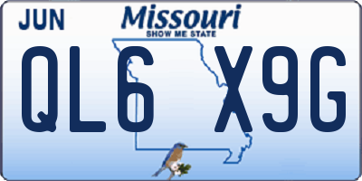 MO license plate QL6X9G