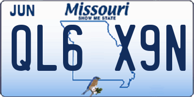 MO license plate QL6X9N