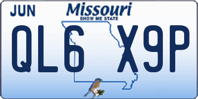 MO license plate QL6X9P