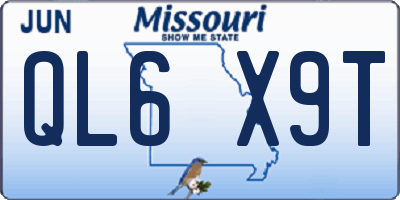 MO license plate QL6X9T