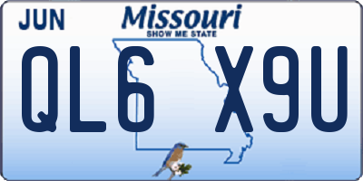 MO license plate QL6X9U