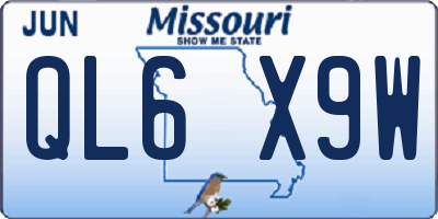 MO license plate QL6X9W