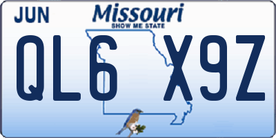 MO license plate QL6X9Z