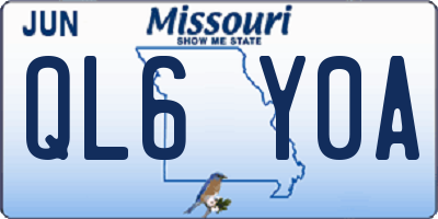 MO license plate QL6Y0A