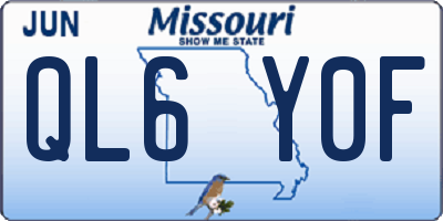 MO license plate QL6Y0F