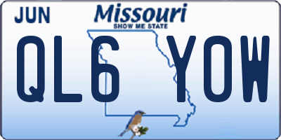 MO license plate QL6Y0W