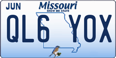 MO license plate QL6Y0X