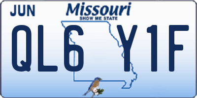 MO license plate QL6Y1F