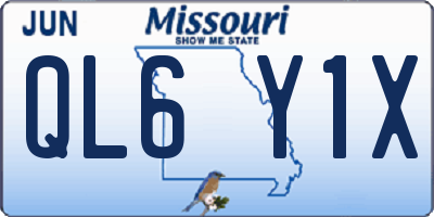 MO license plate QL6Y1X