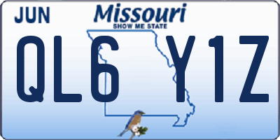 MO license plate QL6Y1Z
