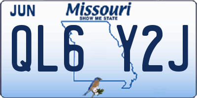 MO license plate QL6Y2J