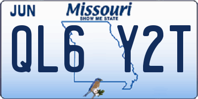 MO license plate QL6Y2T