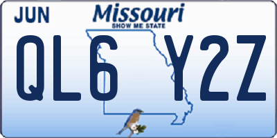 MO license plate QL6Y2Z