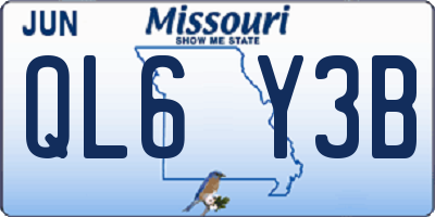 MO license plate QL6Y3B