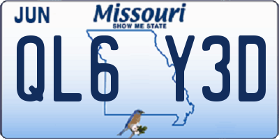 MO license plate QL6Y3D