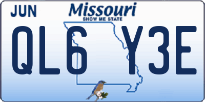 MO license plate QL6Y3E