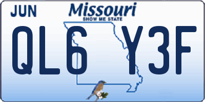 MO license plate QL6Y3F