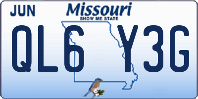 MO license plate QL6Y3G