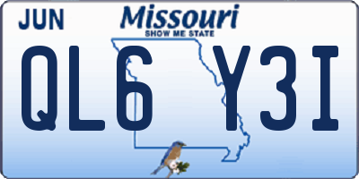 MO license plate QL6Y3I