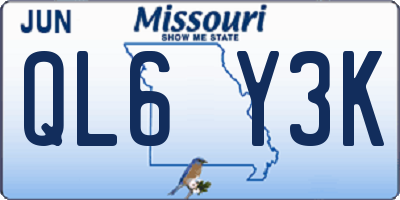 MO license plate QL6Y3K