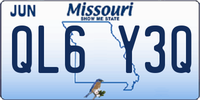 MO license plate QL6Y3Q