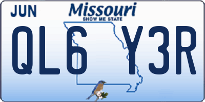 MO license plate QL6Y3R