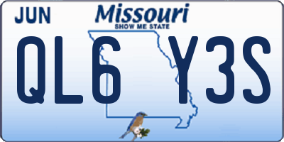 MO license plate QL6Y3S