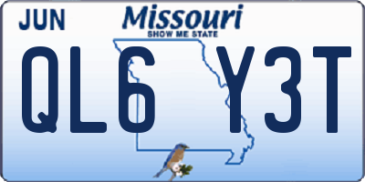 MO license plate QL6Y3T