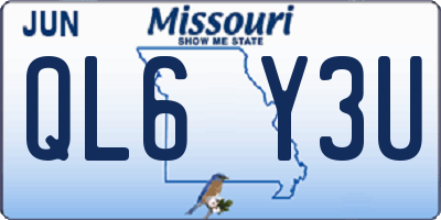 MO license plate QL6Y3U