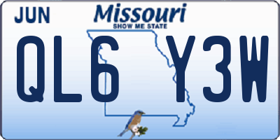 MO license plate QL6Y3W