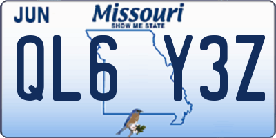 MO license plate QL6Y3Z
