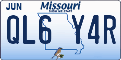 MO license plate QL6Y4R