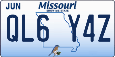 MO license plate QL6Y4Z