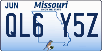 MO license plate QL6Y5Z