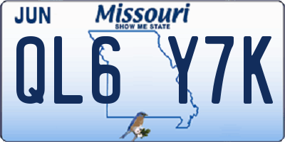 MO license plate QL6Y7K
